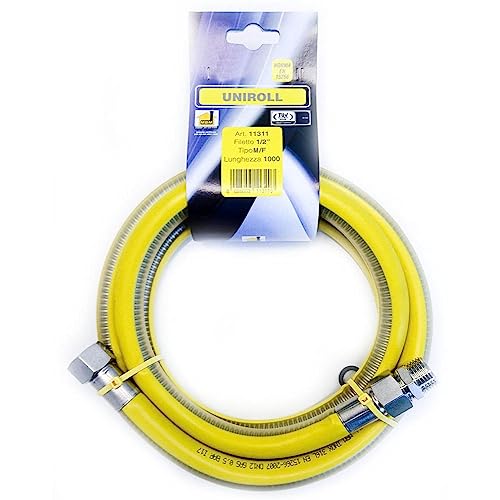 Gasschlauch 1 m 1/2" MF Edelstahl gemäß EN 15266 für Kochfeld/Küche UNIROLL von MBM