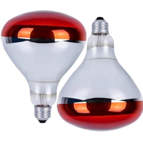 MBMYUCKY Rotlichtlampe Wärmelampe Schildkrötenhaus Infrarotlampe - Wärmeplatte Küken Terrarium Zubehör Chick Rotlicht Vogellampe 250Watt (R125 2Pack) von MBMYUCKY