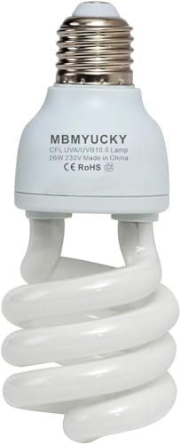 MBMYUCKY UVA UVB Licht Reptile Kit UVA UVB Lampe Schildkröte Kompakte Leuchtstofflampe UVB Beleuchtung für Wüste Reptile Bartdrache Vivarium Eidechse (13, Watt) von MBMYUCKY