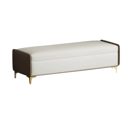 MBNKMEBU Aufbewahrungsbank, Moderne Eingangsbank am Ende des Bettes, getuftete Ottomane, gepolsterte Bänke aus PU-Leder mit Metallbeinen for das Schlafzimmer(Bruin,80cm) von MBNKMEBU