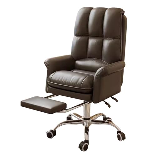 Ergonomischer Home-Office-Stuhl aus PU-Leder, Arbeitsstühle mit Rädern, rollender, drehbarer Computerstuhl mit Verstellbarer Armlehne und Lordosenstütze(Black) von MBNKMEBU