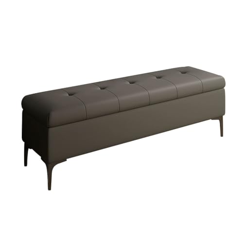 Gepolsterte rechteckige Aufbewahrungsbank mit Metallbeinen, Heimdekor, Moderne Bank mit Aufbewahrung for Wohnzimmer und Eingangsbereich(Dark Gray,80cm) von MBNKMEBU