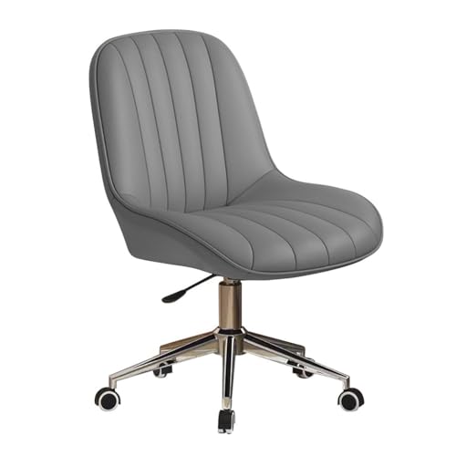 Höhenverstellbarer Kleiner Schreibtischstuhl, Home-Office-Stühle ohne Armlehnen mit Rädern, Computerstuhl mit 360-Grad-Drehung und mittlerer Rückenlehne aus PU-Leder(Dark Gray) von MBNKMEBU