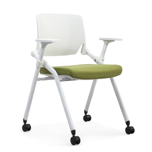Klappbarer Konferenzraumstuhl mit Rädern und Paddel, ergonomischer Netzrückenlehne und Armlehnen for Besprechungs-, Konferenz-, Empfangs-, Schulungsräume und Home-Office-Schreibtisch-Klappstuhl(Groen) von MBNKMEBU
