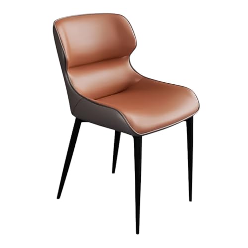 MBNKMEBU Accent Side Dining Chair Mid-Century Modern Kitchen Dining Room Chairs with Backrest and Padded Seat,Faux Leather Counter Lounge Chair for Kitchen Guest(Orange) von MBNKMEBU