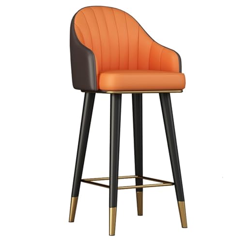 MBNKMEBU Barhocker aus Leder mit hoher Rückenlehne, Barstuhl, moderner Höhenhocker, Barhocker for Kücheninsel, Hausbar(Orange) von MBNKMEBU