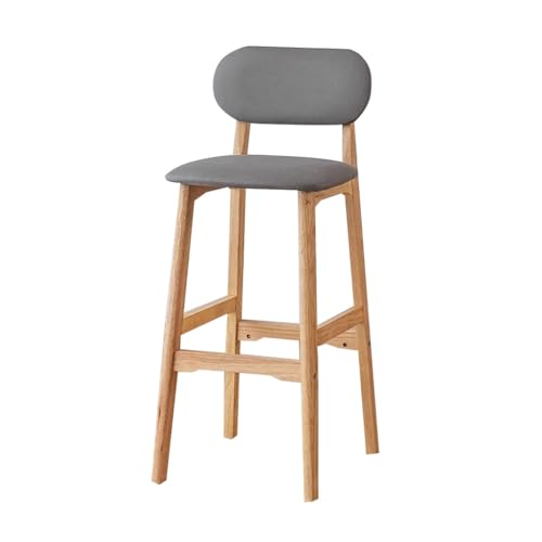 MBNKMEBU Barhocker mit Ledersitzhöhe, Industrie-Holzstühle, Moderne Sitzgelegenheiten for Küche oder Bar mit Rückenlehne(Dark Gray,Natural) von MBNKMEBU