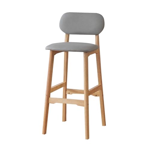 MBNKMEBU Barhocker mit Ledersitzhöhe, Industrie-Holzstühle, Moderne Sitzgelegenheiten for Küche oder Bar mit Rückenlehne(Light Gray,Natural) von MBNKMEBU
