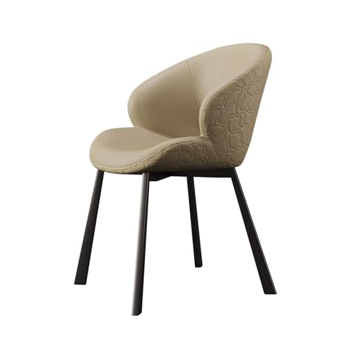 MBNKMEBU Bequeme Esszimmerstühle aus PU-Leder im Mid-Century-Stil mit Metallbeinen, gepolsterte Küchen-Seitenstühle for das Esszimmer(Khaki) von MBNKMEBU
