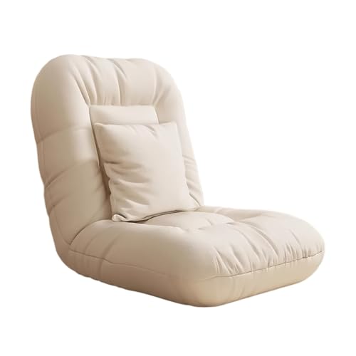 MBNKMEBU Bodenstuhl mit Rückenlehne for Erwachsene, Chaiselongue-Sofa for den Innenbereich, Liegestuhl mit 5-facher Winkelverstellung und Kissen(Beige) von MBNKMEBU