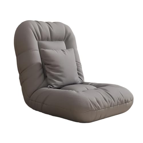 MBNKMEBU Bodenstuhl mit Rückenlehne for Erwachsene, Chaiselongue-Sofa for den Innenbereich, Liegestuhl mit 5-facher Winkelverstellung und Kissen(Dark Gray) von MBNKMEBU