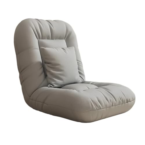 MBNKMEBU Bodenstuhl mit Rückenlehne for Erwachsene, Chaiselongue-Sofa for den Innenbereich, Liegestuhl mit 5-facher Winkelverstellung und Kissen(Light Gray) von MBNKMEBU