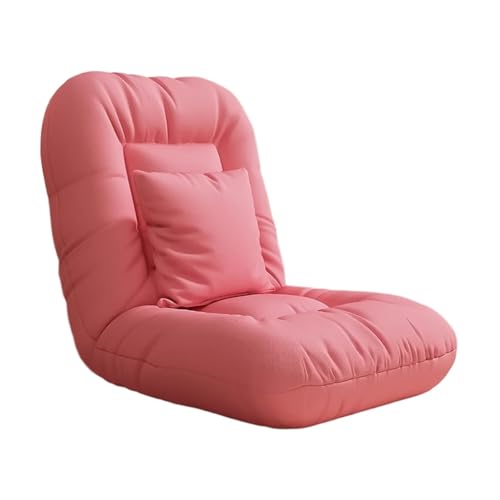 MBNKMEBU Bodenstuhl mit Rückenlehne for Erwachsene, Chaiselongue-Sofa for den Innenbereich, Liegestuhl mit 5-facher Winkelverstellung und Kissen(Roze) von MBNKMEBU