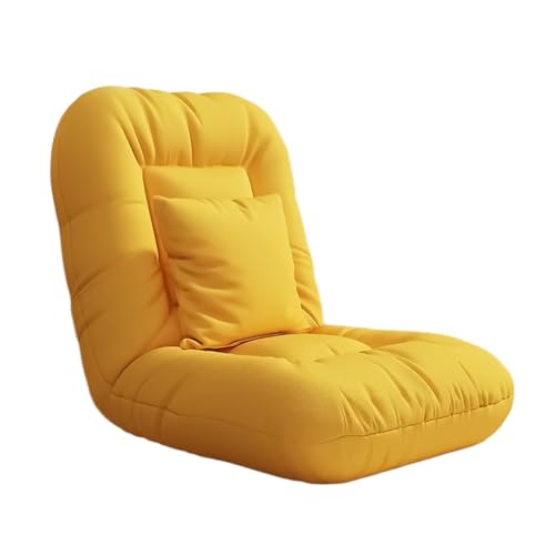 MBNKMEBU Bodenstuhl mit Rückenlehne for Erwachsene, Chaiselongue-Sofa for den Innenbereich, Liegestuhl mit 5-facher Winkelverstellung und Kissen(Yellow) von MBNKMEBU