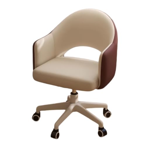 MBNKMEBU Bürostuhl, Schminkstuhl, Home-Office-Schreibtischstühle mit Lordosenstütze, moderner Leder-Schreibtisch, Drehfunktion for Home-Office, Schlafzimmer, Arbeitszimmer(Beige-1) von MBNKMEBU