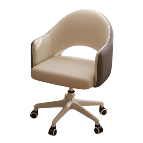 MBNKMEBU Bürostuhl, Schminkstuhl, Home-Office-Schreibtischstühle mit Lordosenstütze, moderner Leder-Schreibtisch, Drehfunktion for Home-Office, Schlafzimmer, Arbeitszimmer(Beige-2) von MBNKMEBU