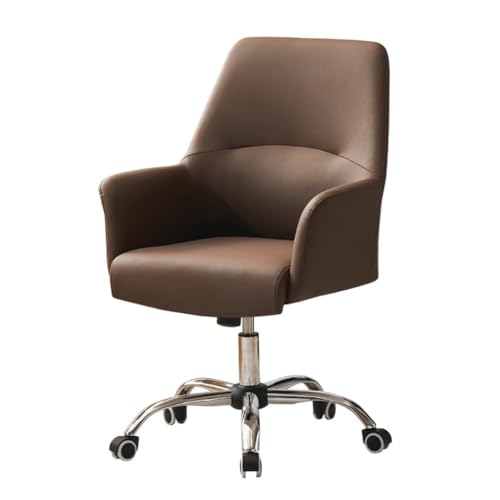 MBNKMEBU Bürostuhl, Verstellbarer Schreibtischstuhl, mittelhohe Rückenlehne, bequemer Lederstuhl mit ergonomischer Rückenlehne, Heimcomputerstuhl mit Armlehne und Schwenkrädern(Coffee) von MBNKMEBU