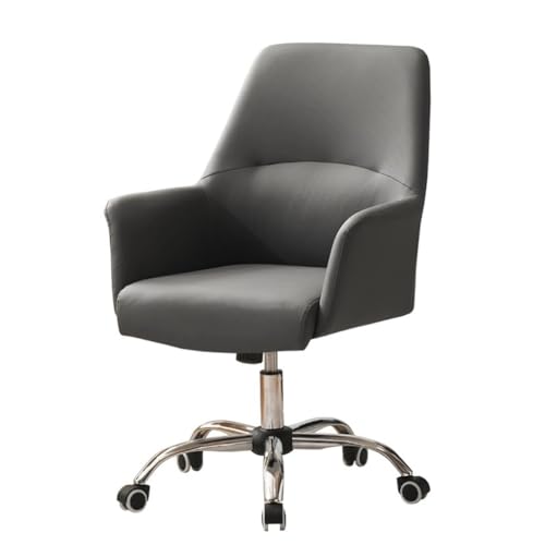 MBNKMEBU Bürostuhl, Verstellbarer Schreibtischstuhl, mittelhohe Rückenlehne, bequemer Lederstuhl mit ergonomischer Rückenlehne, Heimcomputerstuhl mit Armlehne und Schwenkrädern(Dark Gray) von MBNKMEBU