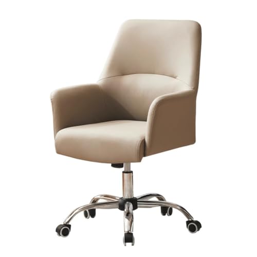 MBNKMEBU Bürostuhl, Verstellbarer Schreibtischstuhl, mittelhohe Rückenlehne, bequemer Lederstuhl mit ergonomischer Rückenlehne, Heimcomputerstuhl mit Armlehne und Schwenkrädern(Khaki) von MBNKMEBU