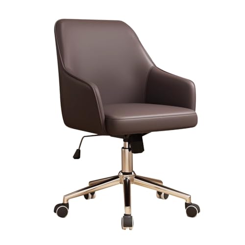 MBNKMEBU Bürostuhl aus Leder mit Rollen und Rückenlehne, Akzentstühle for das Home Office, Verstellbarer Drehstuhl mit Rollen for das Schlafzimmer und den Schminkraum(Coffee) von MBNKMEBU