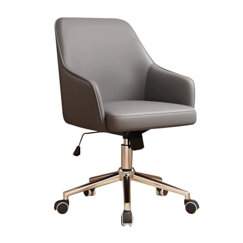 MBNKMEBU Bürostuhl aus Leder mit Rollen und Rückenlehne, Akzentstühle for das Home Office, Verstellbarer Drehstuhl mit Rollen for das Schlafzimmer und den Schminkraum(Dark Gray) von MBNKMEBU