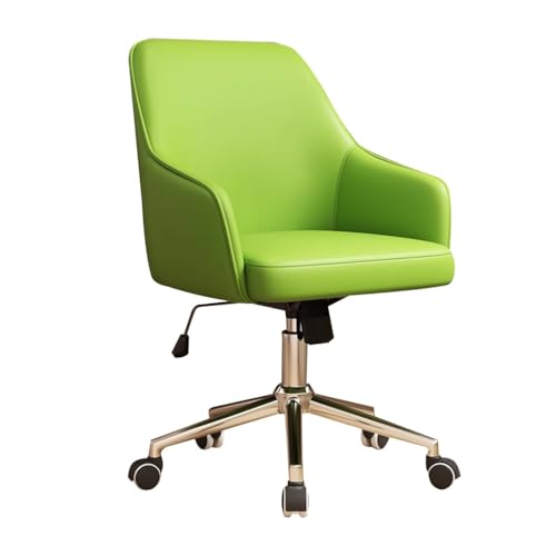 MBNKMEBU Bürostuhl aus Leder mit Rollen und Rückenlehne, Akzentstühle for das Home Office, Verstellbarer Drehstuhl mit Rollen for das Schlafzimmer und den Schminkraum(Groen) von MBNKMEBU