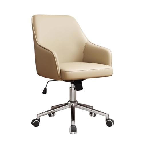 MBNKMEBU Bürostuhl aus Leder mit Rollen und Rückenlehne, Akzentstühle for das Home Office, Verstellbarer Drehstuhl mit Rollen for das Schlafzimmer und den Schminkraum(Khaki) von MBNKMEBU