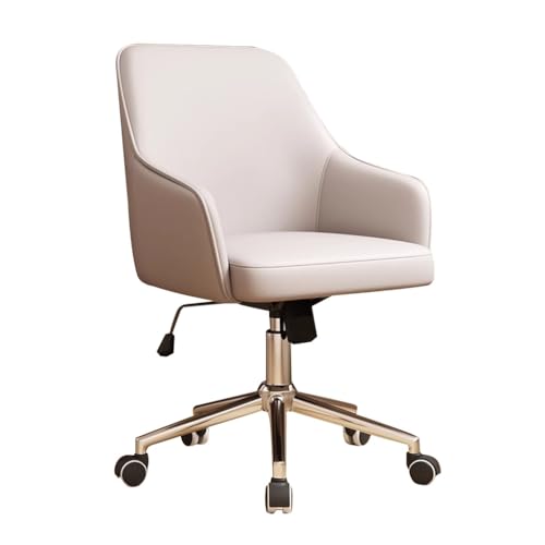 MBNKMEBU Bürostuhl aus Leder mit Rollen und Rückenlehne, Akzentstühle for das Home Office, Verstellbarer Drehstuhl mit Rollen for das Schlafzimmer und den Schminkraum(Light Gray) von MBNKMEBU