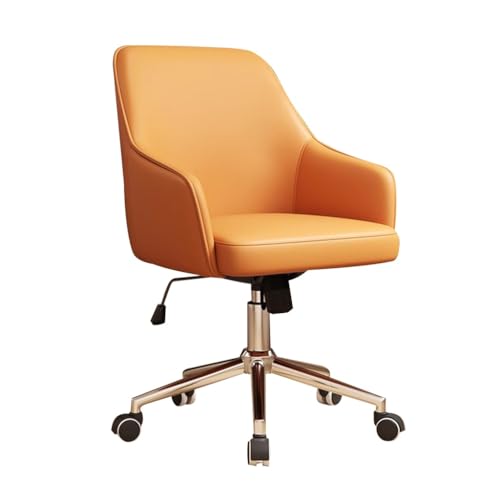 MBNKMEBU Bürostuhl aus Leder mit Rollen und Rückenlehne, Akzentstühle for das Home Office, Verstellbarer Drehstuhl mit Rollen for das Schlafzimmer und den Schminkraum(Orange) von MBNKMEBU