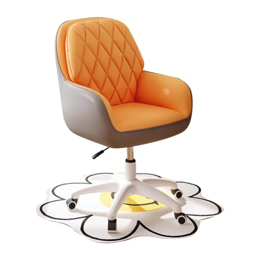 MBNKMEBU Bürostuhl for Zuhause, Computer-Schreibtischstuhl aus PU-Leder mit mittelhoher Rückenlehne, Verstellbarer Roll- und Drehstuhl for den Schminktisch, geeignet for das Schlafzimmer(Orange) von MBNKMEBU