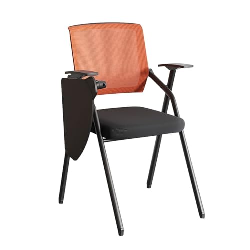 MBNKMEBU Bürostuhl mit ergonomischem Design, Netzstoff, Schulungsstuhl mit Schreibtafel, Klappstuhl mit angeschlossenem Schreibtisch, for Erwachsene for Heimschultreffen(Orange) von MBNKMEBU