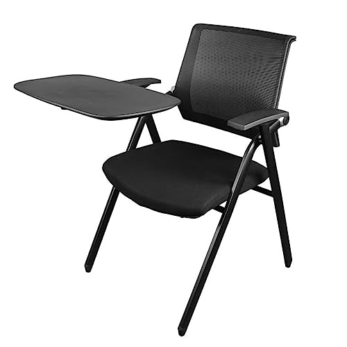 MBNKMEBU Ergonomische Büroklappstühle mit extra großer Schreibtafel, Netz-Bürostuhl mit Lendenwirbelstütze for Konferenz-, Besprechungs- und Gästeempfangsräume im Homeoffice(Black) von MBNKMEBU