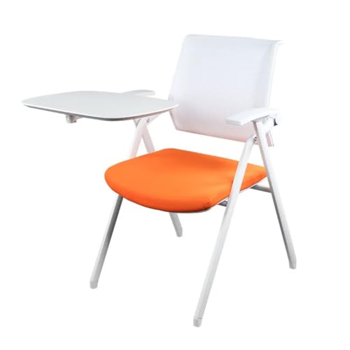 MBNKMEBU Ergonomische Büroklappstühle mit extra großer Schreibtafel, Netz-Bürostuhl mit Lendenwirbelstütze for Konferenz-, Besprechungs- und Gästeempfangsräume im Homeoffice(Orange) von MBNKMEBU