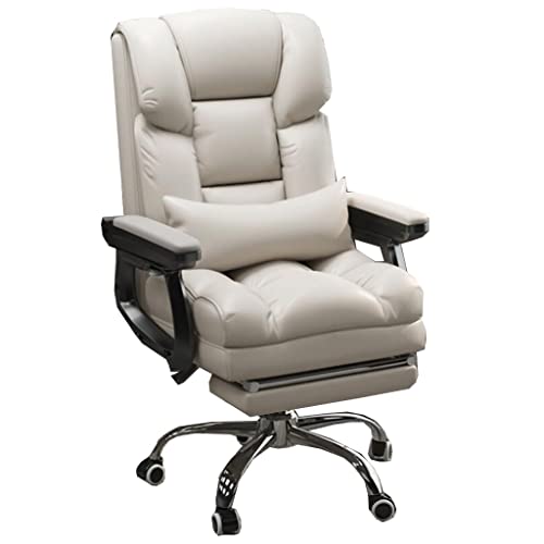 MBNKMEBU Ergonomischer Bürostuhl aus Leder mit verstellbaren Armlehnen, bequemer Schreibtisch-Gaming-Stühle mit hoher Rückenlehne, Chefsessel for Computer(Beige) von MBNKMEBU