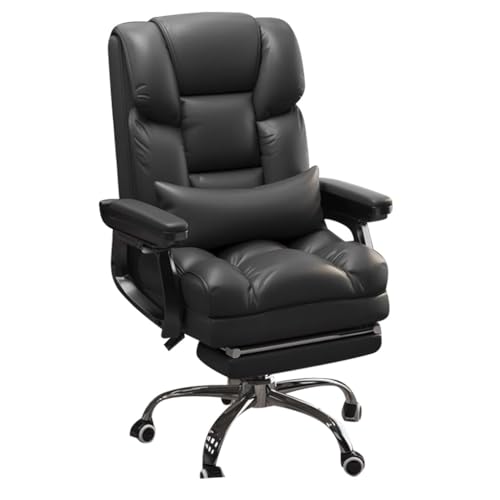 MBNKMEBU Ergonomischer Bürostuhl aus Leder mit verstellbaren Armlehnen, bequemer Schreibtisch-Gaming-Stühle mit hoher Rückenlehne, Chefsessel for Computer(Black) von MBNKMEBU