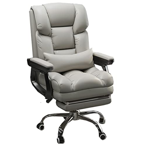 MBNKMEBU Ergonomischer Bürostuhl aus Leder mit verstellbaren Armlehnen, bequemer Schreibtisch-Gaming-Stühle mit hoher Rückenlehne, Chefsessel for Computer(Grey) von MBNKMEBU