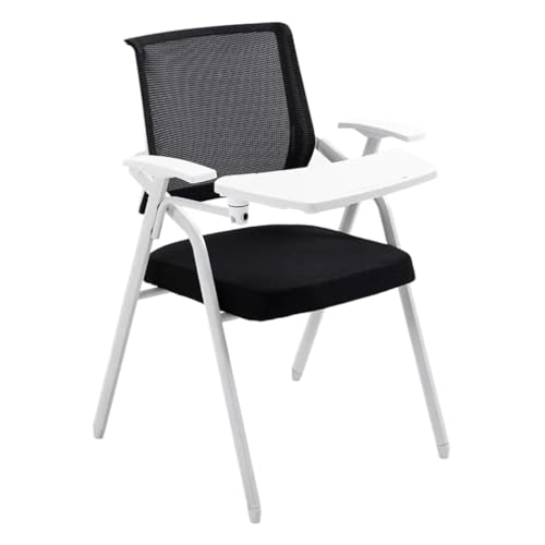 MBNKMEBU Ergonomischer Bürostuhl aus Netzstoff, Schreibtischstühle mit befestigter Schreibtafel für Erwachsene, zusammenklappbarer Meeting-Studentstuhl mit Metallrahmen, für Konferenzraum (Nero, mit von MBNKMEBU