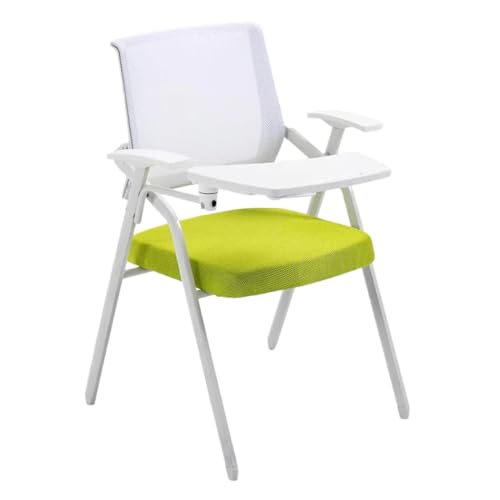 MBNKMEBU Ergonomischer Bürostuhl aus Netzstoff, Schreibtischstühle mit befestigter Schreibtafel für Erwachsene, zusammenklappbarer Meeting-Studentstuhl mit Metallrahmen für Konferenzraum (grün, mit von MBNKMEBU
