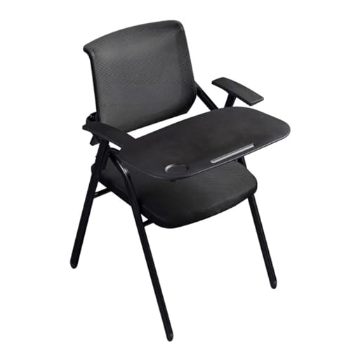 MBNKMEBU Ergonomischer Bürostuhl mit klappbarem Netzdesign und Schreibtafel, stapelbare und klappbare Konferenzraumstühle mit Metallrahmen-Rückenlehne for Konferenzen(Black) von MBNKMEBU