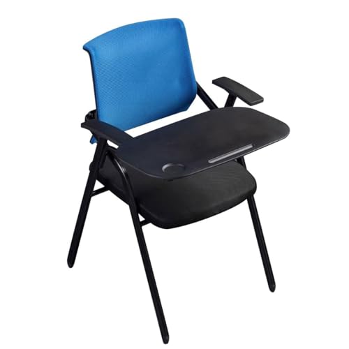 MBNKMEBU Ergonomischer Bürostuhl mit klappbarem Netzdesign und Schreibtafel, stapelbare und klappbare Konferenzraumstühle mit Metallrahmen-Rückenlehne for Konferenzen(Blauw) von MBNKMEBU