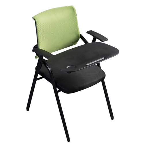 MBNKMEBU Ergonomischer Bürostuhl mit klappbarem Netzdesign und Schreibtafel, stapelbare und klappbare Konferenzraumstühle mit Metallrahmen-Rückenlehne for Konferenzen(Groen) von MBNKMEBU