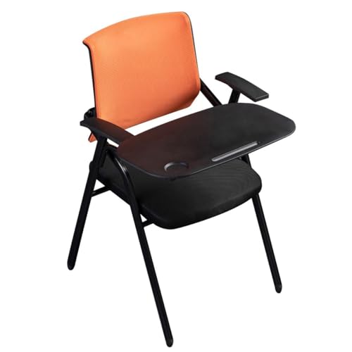 MBNKMEBU Ergonomischer Bürostuhl mit klappbarem Netzdesign und Schreibtafel, stapelbare und klappbare Konferenzraumstühle mit Metallrahmen-Rückenlehne for Konferenzen(Orange) von MBNKMEBU