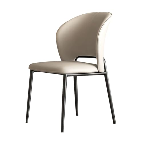 MBNKMEBU Esszimmerstühle aus Leder mit hoher Rückenlehne, ohne Armlehne, Metallbeine, gepolsterter weicher Sitz, Thekenstuhl für Wohnzimmer, Schlafzimmer, Küche (Beige) von MBNKMEBU