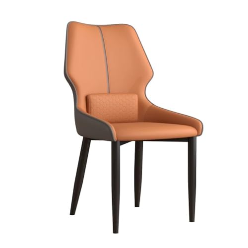 MBNKMEBU Esszimmerstühle mit hoher Rückenlehne, Mid-Century Modern, Küchen- und Esszimmerstühle, PU-Leder gepolstert, Akzentstuhl, Beistellstuhl, Metallbeine(Orange) von MBNKMEBU