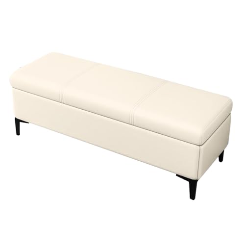 MBNKMEBU Fußstütze mit Ottomane und Beinen, Moderne, getuftete rechteckige Schuhbank for den Eingangsbereich, multifunktionaler Sofahocker for Schlafzimmer, Eingangsbereich, Wohnzimmer(Beige,100cm) von MBNKMEBU