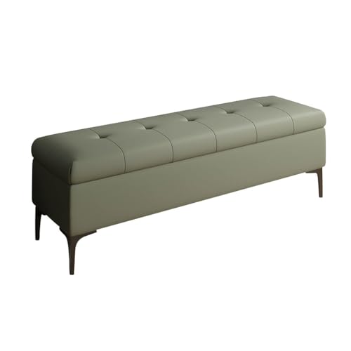 Gepolsterte rechteckige Aufbewahrungsbank mit Metallbeinen, Heimdekor, Moderne Bank mit Aufbewahrung for Wohnzimmer und Eingangsbereich(Groen,60cm) von MBNKMEBU