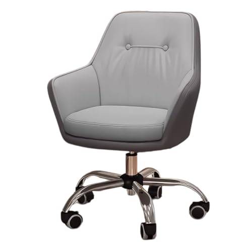 MBNKMEBU Gepolsterte Leder-Schreibtischstühle, moderner Bürosessel mit Rollen, Verstellbarer Drehstuhl for Wohnzimmer, Schlafzimmer, Schminkraum(Grey) von MBNKMEBU