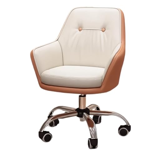 MBNKMEBU Gepolsterte Leder-Schreibtischstühle, moderner Bürosessel mit Rollen, Verstellbarer Drehstuhl for Wohnzimmer, Schlafzimmer, Schminkraum(Orange) von MBNKMEBU