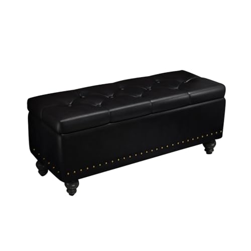 MBNKMEBU Große getuftete Ottoman-Bank mit Stauraum, multifunktionales Schuhregal for den Flur mit gepolstertem Sitz, Moderne Schuhregal-Schrankbänke, lang for das Wohnzimmer(Black,100cm) von MBNKMEBU