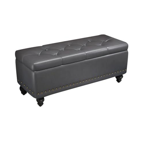 MBNKMEBU Große getuftete Ottoman-Bank mit Stauraum, multifunktionales Schuhregal for den Flur mit gepolstertem Sitz, Moderne Schuhregal-Schrankbänke, lang for das Wohnzimmer(Dark Gray,60cm) von MBNKMEBU